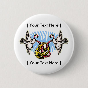 Macaron Rond 5 Cm Bouton : Anneaux et colombes