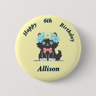 Macaron Rond 5 Cm Bouton Anniversaire Kitty Cute