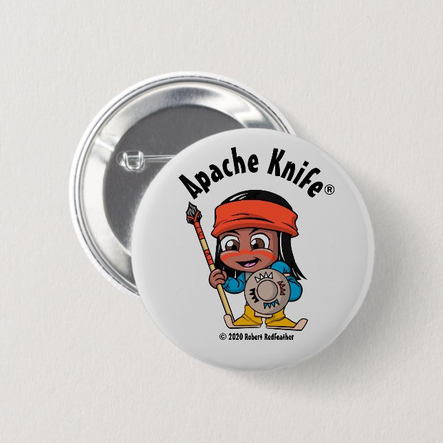 Macaron Rond 5 Cm Bouton Apache Knife®™ Apache Kid 4.B (Devant & derrière)