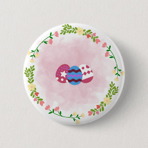 Macaron Rond 5 Cm Bouton Aquarelle Oeuf de Pâques