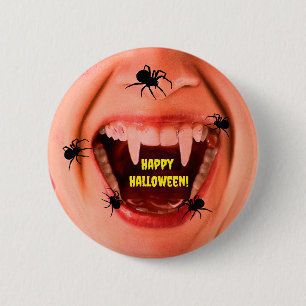 Macaron Rond 5 Cm Bouton Araignées d'Halloween