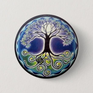 Macaron Rond 5 Cm Bouton Arborescence de la Pleine lune de vie