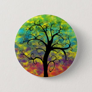 Macaron Rond 5 Cm Bouton Arbre arc-en-ciel de la lune de vie
