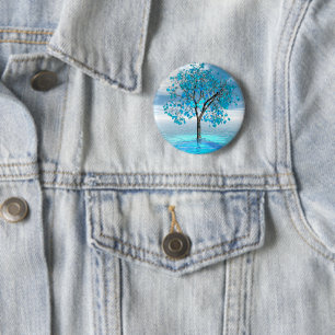 Macaron Rond 5 Cm Bouton Arbre bleu cristal