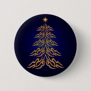 Macaron Rond 5 Cm Bouton Arbre de Noël Bleu Bell