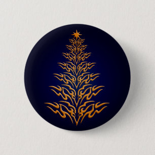 Macaron Rond 5 Cm Bouton Arbre de Noël bleu élégant