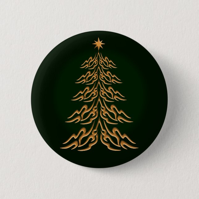Macaron Rond 5 Cm Bouton Arbre de Noël de la cloche verte (Devant)