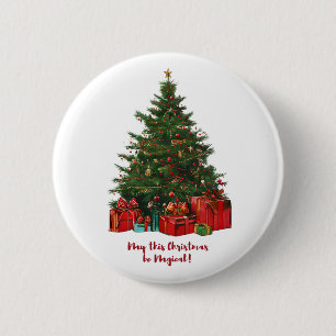 Macaron Rond 5 Cm Bouton Arbre de Noël magique