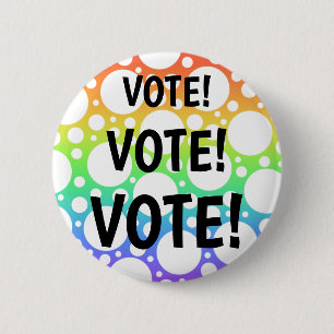 Macaron Rond 5 Cm Bouton Arc-en-ciel VOTE Pin