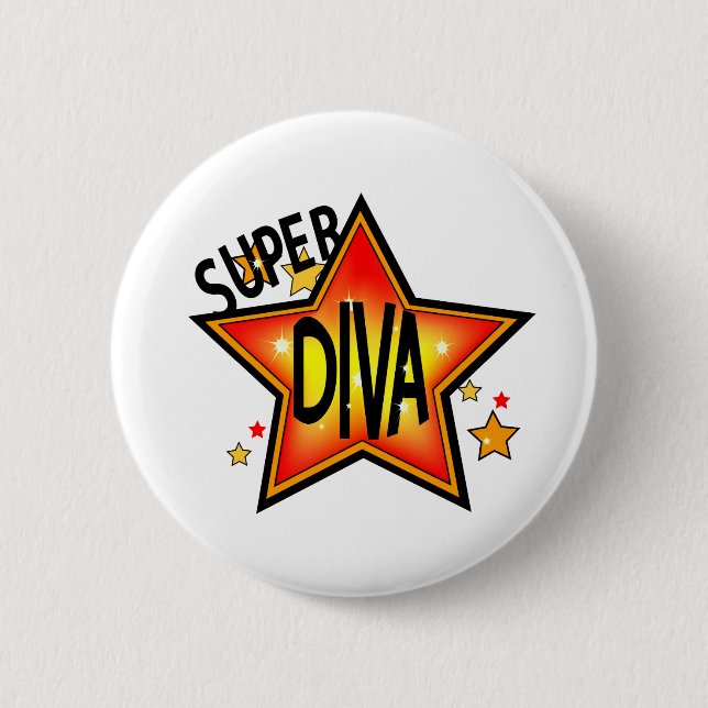 Macaron Rond 5 Cm Bouton arrière de la broche Star Diva (Devant)