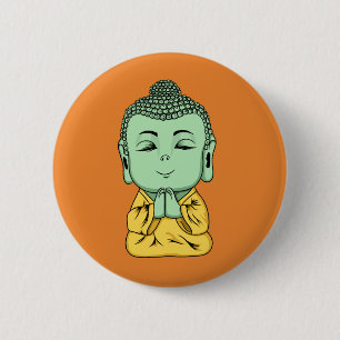 Macaron Rond 5 Cm Bouton arrière de Pin de Bouddha Namaste