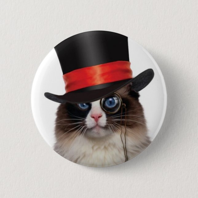 Macaron Rond 5 Cm Bouton arrière de Pin de chat de Steampunk (Devant)