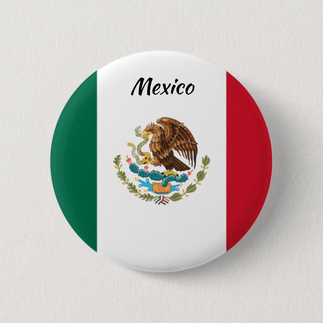 Macaron Rond 5 Cm Bouton Arrondi du drapeau mexicain (Devant)