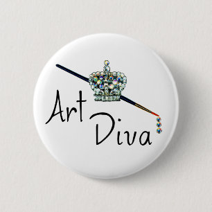 Macaron Rond 5 Cm Bouton "Art Diva"