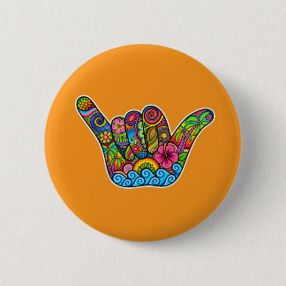 Macaron Rond 5 Cm Bouton Art Rétro Vague Surf Main Shaka Hang Loose