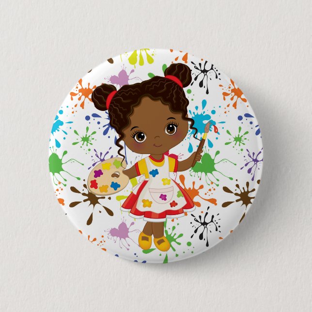 Macaron Rond 5 Cm Bouton Artiste au travail (Devant)