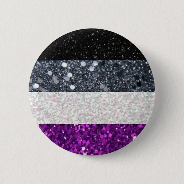 Macaron Rond 5 Cm Bouton asexuel de parties scintillantes de fierté (Devant)