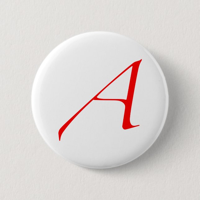 Macaron Rond 5 Cm Bouton athée de lettre d'écarlate (Devant)