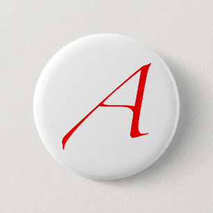 Macaron Rond 5 Cm Bouton athée de lettre d'écarlate
