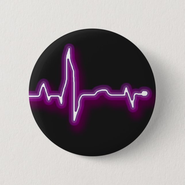 Macaron Rond 5 Cm Bouton au néon d'ECG (Devant)