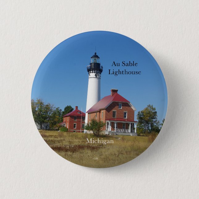 Macaron Rond 5 Cm Bouton Au Sable Lighthouse (Devant)