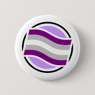 Macaron Rond 5 Cm bouton automatique Gris-asexuel d'icône de