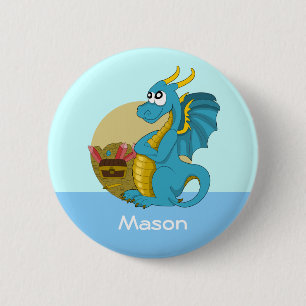 Macaron Rond 5 Cm Bouton avec dessin animé de dragon