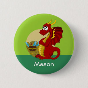 Macaron Rond 5 Cm Bouton avec dessin animé de dragon