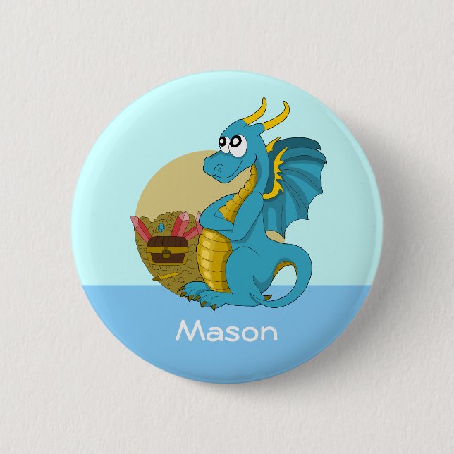 Macaron Rond 5 Cm Bouton avec dessin animé du dragon (Devant)
