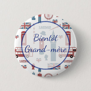Macaron Rond 5 Cm Bouton Baby shower Bientôt Grand-mère