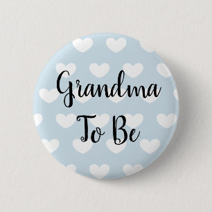 Macaron Rond 5 Cm Bouton Baby shower Grand-mère pour être Blue Heart