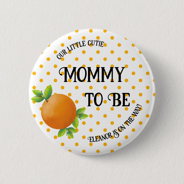 Macaron Rond 5 Cm Bouton Baby shower Little Cutie (Devant)