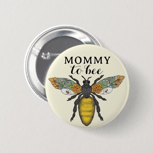 Macaron Rond 5 Cm Bouton Baby shower miel Bee Mommy to Bee | Bombe (Devant & derrière)