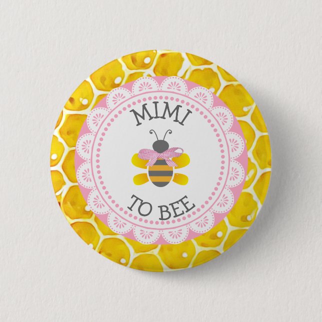Macaron Rond 5 Cm Bouton Baby shower Mimi to Bee (Devant)