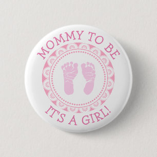 Macaron Rond 5 Cm Bouton Baby shower rose "Mommy To Be"