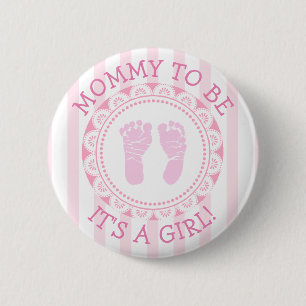 Macaron Rond 5 Cm Bouton Baby shower rose "Mommy To Be"