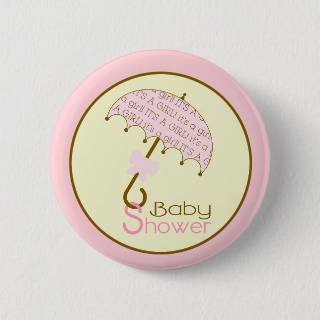 Macaron Rond 5 Cm Bouton Baby shower rose - Parapluie (Devant)