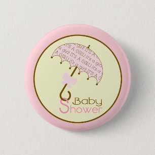 Macaron Rond 5 Cm Bouton Baby shower rose - Parapluie