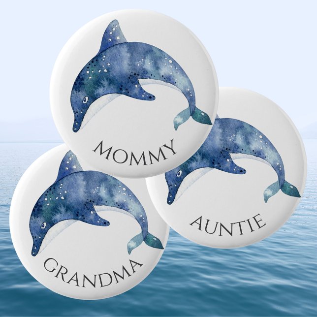 Macaron Rond 5 Cm Bouton Baby shower Sea Life maman (Créateur téléchargé)
