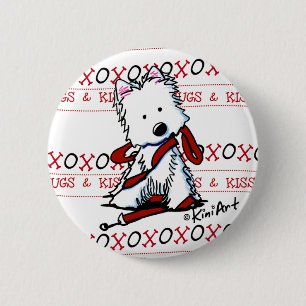Macaron Rond 5 Cm Bouton Baisers et accolades Westie Pin