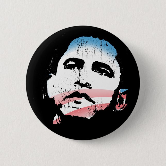 Macaron Rond 5 Cm Bouton Barack Obama (Devant)