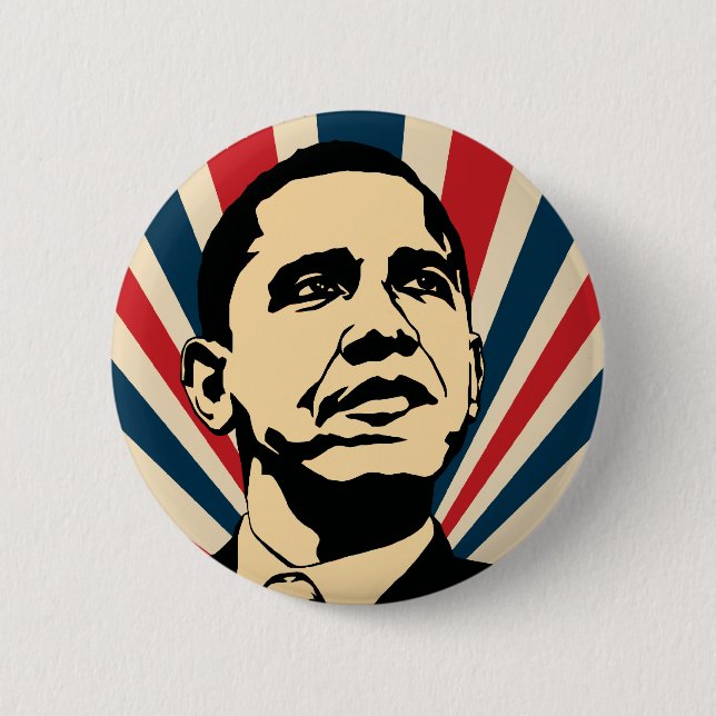 Macaron Rond 5 Cm Bouton Barack Obama (Devant)