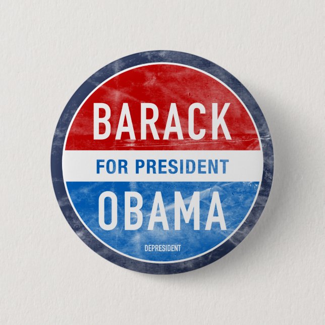 Macaron Rond 5 Cm Bouton Barack Obama en état de détresse (Devant)