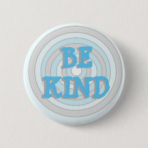 Macaron Rond 5 Cm Bouton Be Kind Blue and Grey