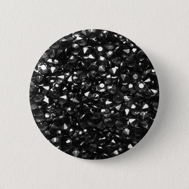 Macaron Rond 5 Cm Bouton Belle Cristal Noir rond (Devant)