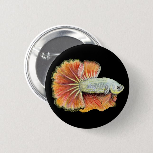 Macaron Rond 5 Cm Bouton Betta Fish (Devant & derrière)