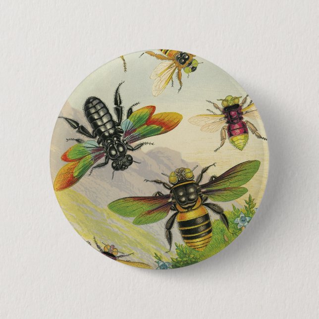 Macaron Rond 5 Cm Bouton Bevy of Beautiful Bees (Devant)