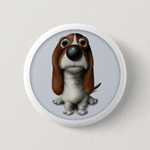 Macaron Rond 5 Cm Bouton BH1 de Basset Hound