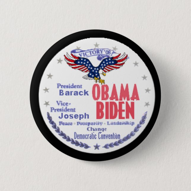Macaron Rond 5 Cm Bouton Bicket Obama Biden (Devant)