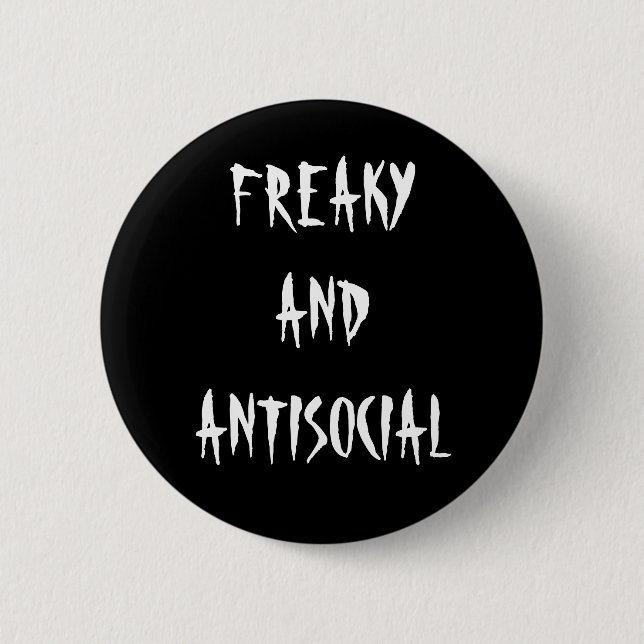 Macaron Rond 5 Cm Bouton bizarre et antisocial (Devant)